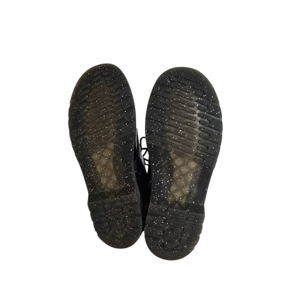 Dr. Martens 1460 Y Black Cosmic Glitter Lace‎ Up Side Zip Boots Kids Size 5 US L